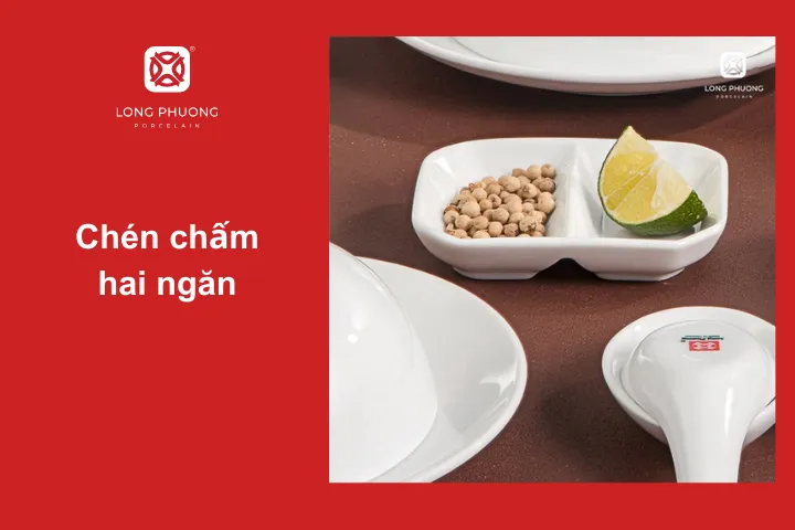 Chén chấm 2 ngăn dùng để đựng gia vị