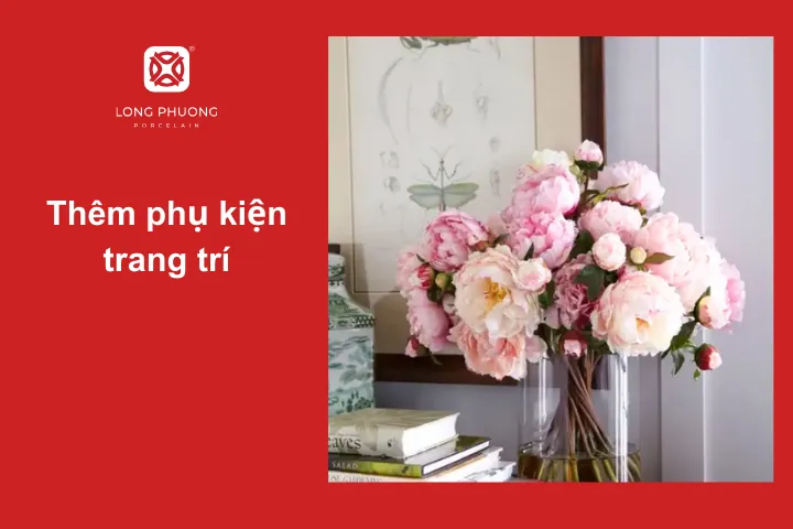 Tô điểm cho không gian nơi đặt bình hoa bằng những phụ kiện