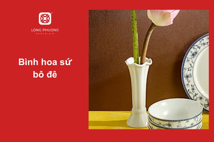 Bình hoa sứ bô đê thích hợp đặt trên các kệ tủ, không gian nhỏ