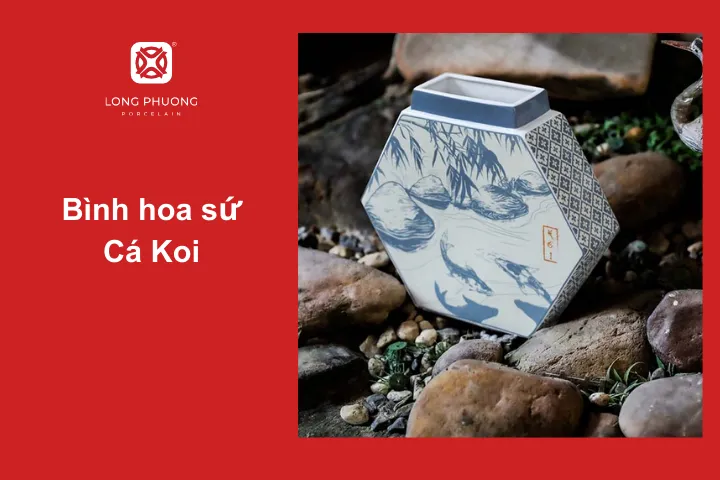 Bình hoa sứ Cá Koi mang nhiều ý nghĩa về phong thủy