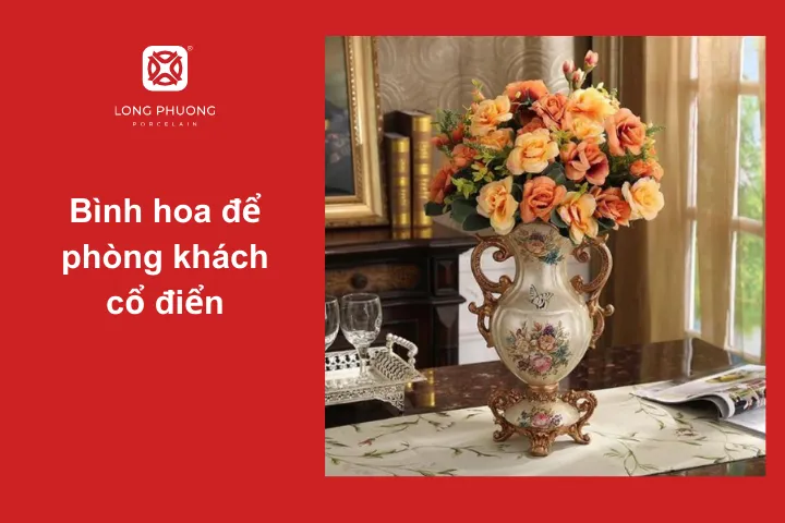 Phong cách cổ điển thích hợp với các bình hoa họa tiết tinh xảo
