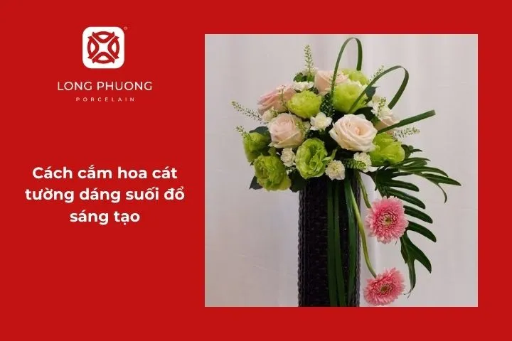 Bình hoa cát tường dáng suối đổ đầy nghệ thuật
