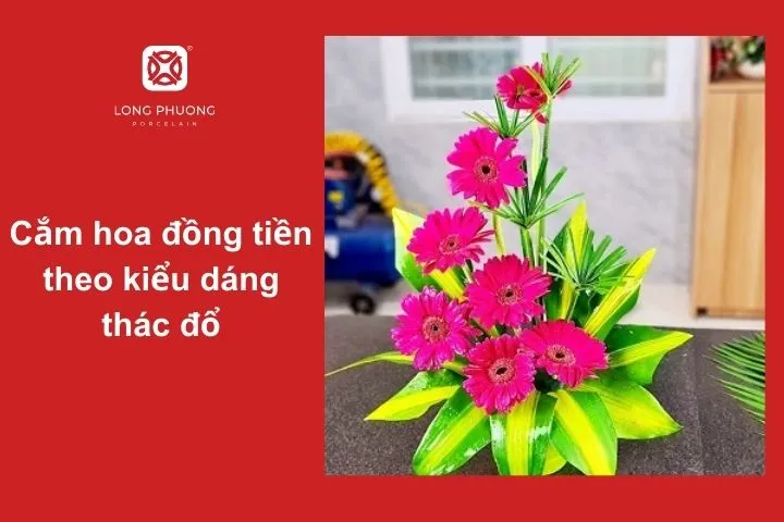 Nghệ thuật cắm hoa đồng tiền dáng thác đổ mềm mại, ấn tượng