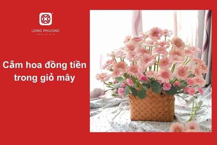 Giỏ hoa đồng tiền đẹp tự nhiên với phong cách mộc mạc