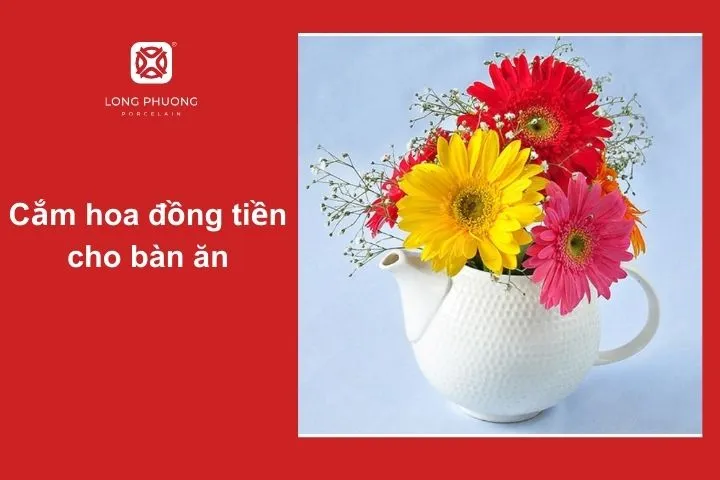 Gợi ý cách cắm hoa đồng tiền tạo điểm nhấn cho bàn ăn