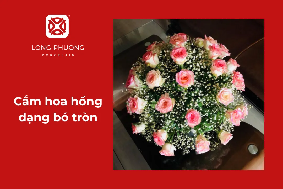cắm hoa hồng dáng bo tròn
