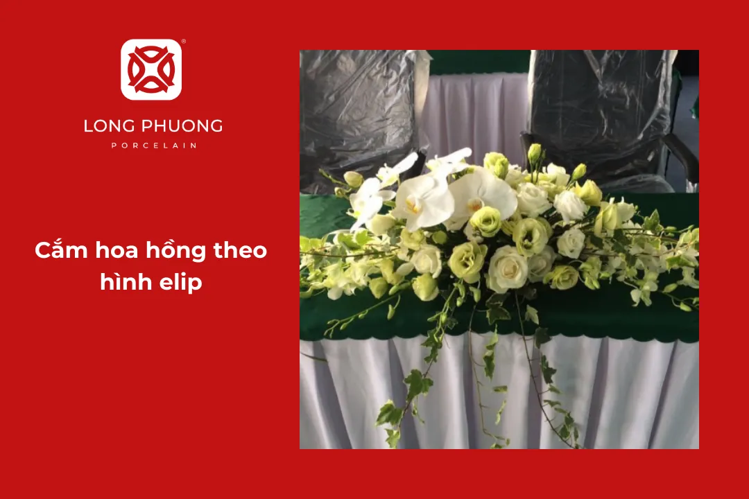 cắm hoa hồng dáng elip