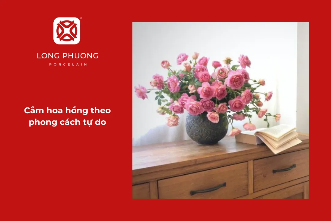 cắm hoa hồng dáng tự do