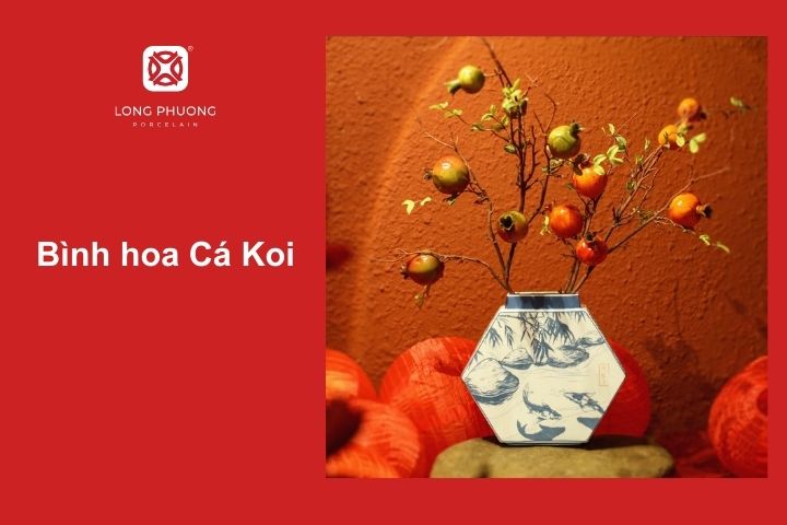 Bình hoa Cá Koi – Thiết kế độc đáo, phù hợp trưng bày hoa cẩm chướng