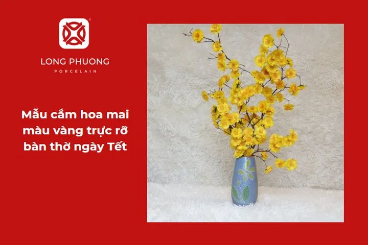 Mẫu cắm hoa mai dáng vươn tự nhiên và tinh tế