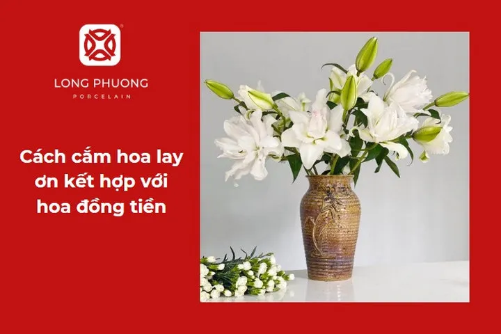 Mẫu cắm hoa bàn thờ đẹp với hoa ly trắng tinh tế, thanh lịch