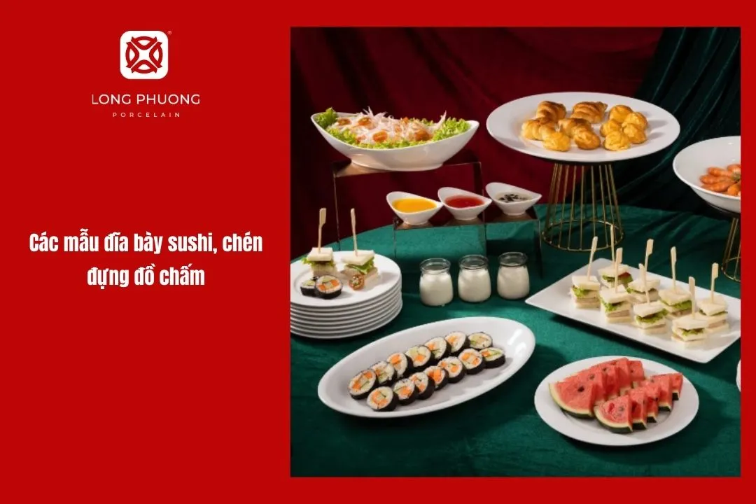 Các mẫu đĩa bày sushi, chén đựng đồ chấm