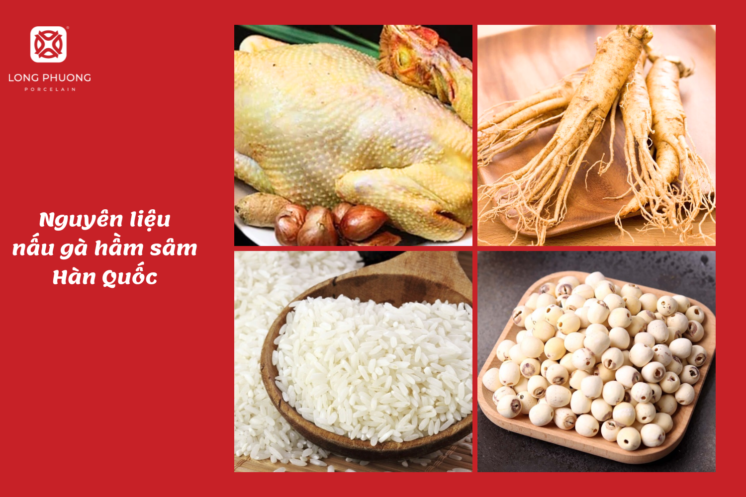 Nguyên liệu nấu gà hầm sâm Hàn Quốc