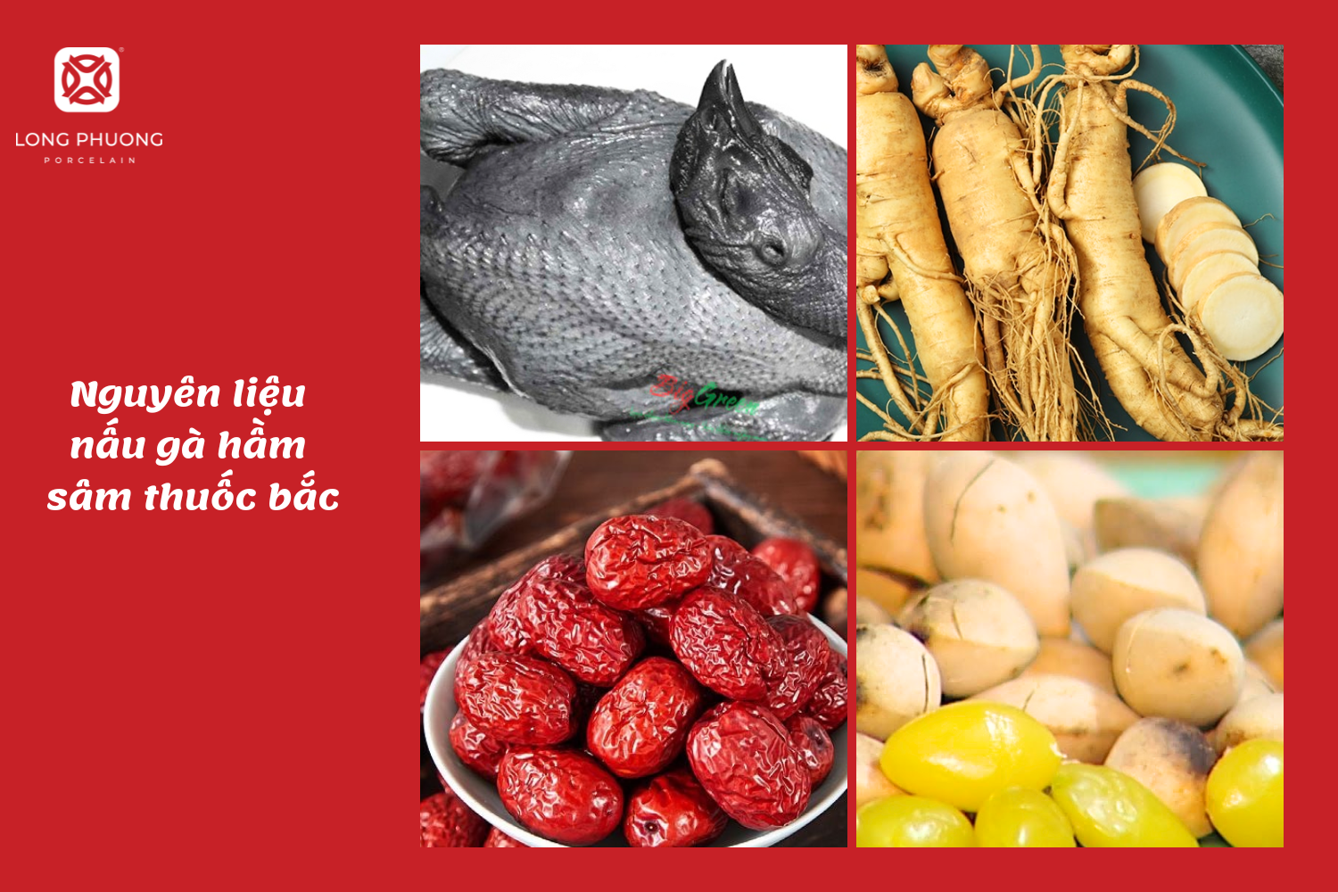 Nguyên liệu nấu gà hầm sâm thuốc bắc