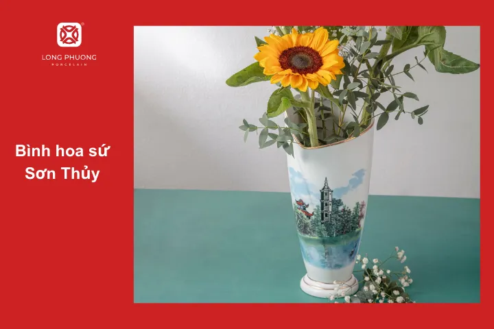 Một mẫu bình hoa sứ rất thích hợp không gian phòng họp, tiếp khách lớn