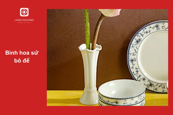 Bình hoa sứ bô đê nhỏ gọn nhưng đẹp mắt, sang trọng