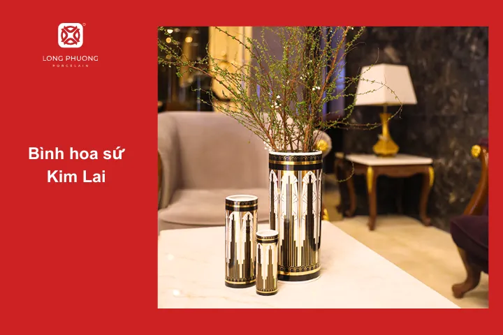 Bình hoa sứ Kim Lai thích hợp đặt trong không gian rộng rãi