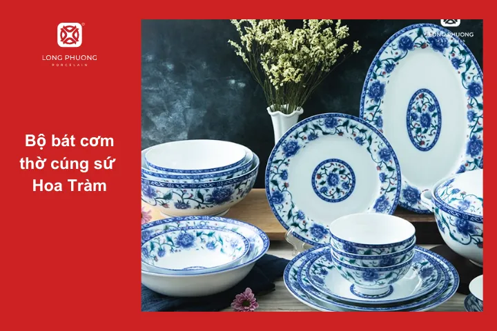 Bộ bát đĩa Hoa Tràm ấn tượng với họa tiết màu xanh cổ điển quen thuộc