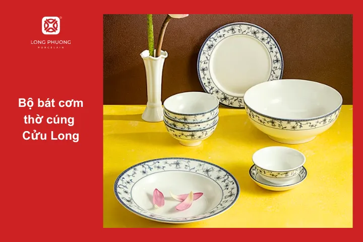 Bộ bát đĩa Cửu Long đẹp mắt nhờ họa tiết ở viền bát