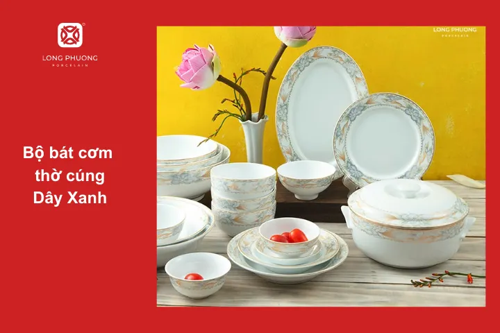 Một mẫu bát đĩa thờ cúng đẹp mắt với tone nhẹ nhàng