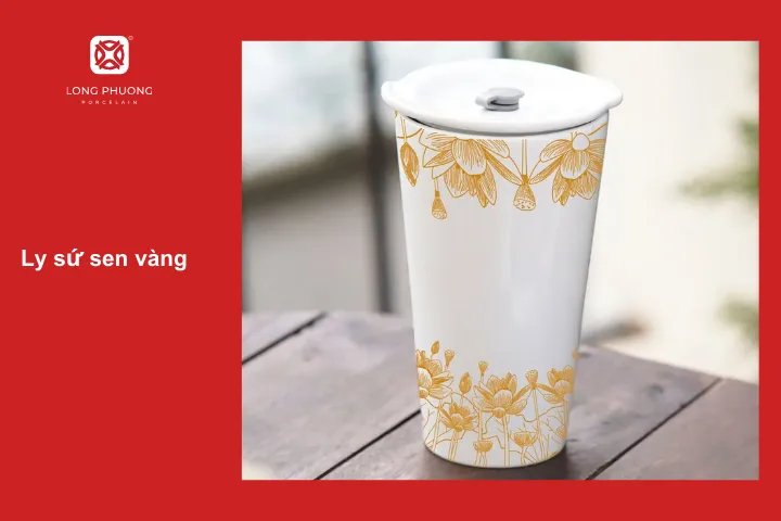 Ly sứ cao có nắp mang theo xuống bàn ăn, khu vực hồ bơi... dễ dàng