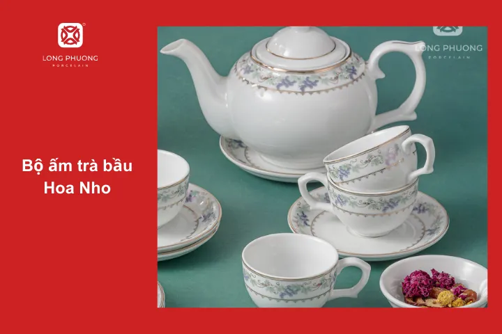 Bộ ấm trà Hoa Nho mang nét đẹp tinh tế
