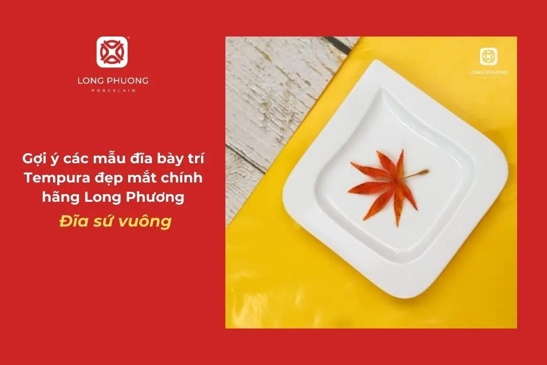 đĩa vuông đẹp bày tempura