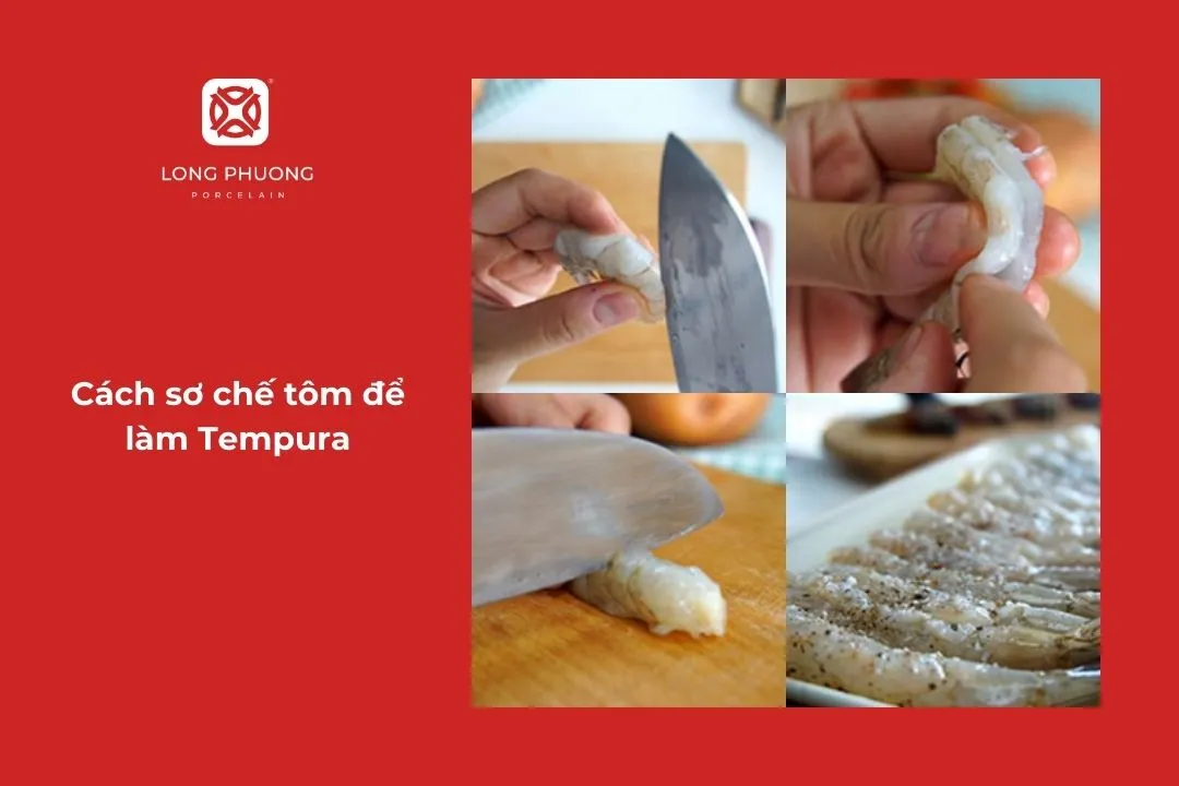 sơ chế tôm làm tempura