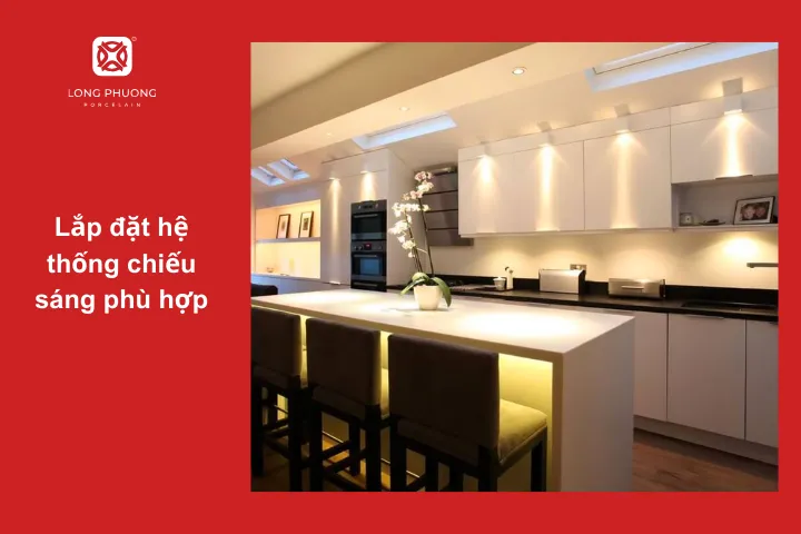 Không thể thiếu hệ thống ánh sáng phù hợp để hoàn thiện trang trí nhà bếp