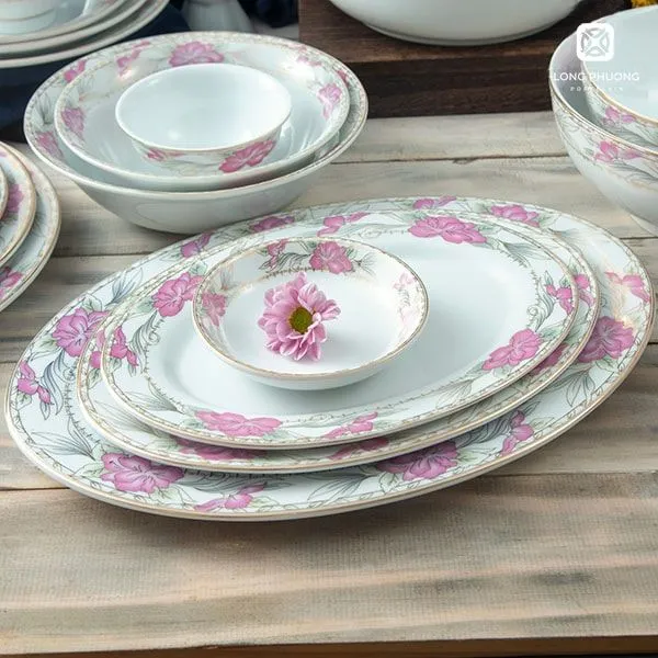 bộ chén dĩa dây hồng