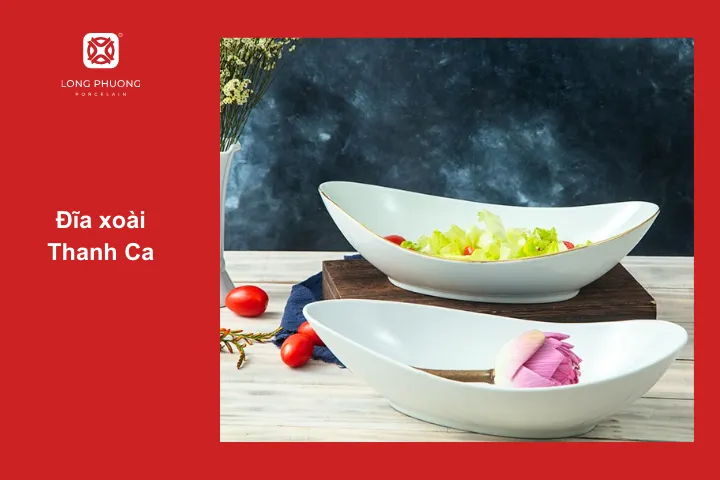 Đĩa xoài Thanh Ca có phần đáy lõm rất thích hợp đựng các món có nước 