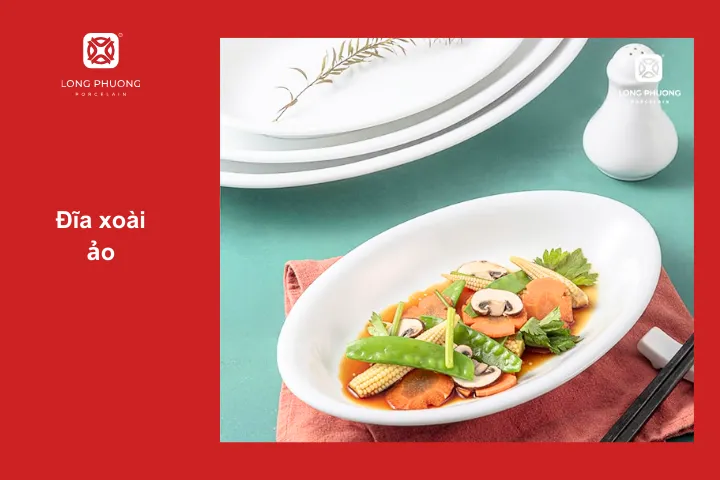 Đĩa xoài ảo không chỉ tiện dụng còn có màu trắng sứ đẹp mắt