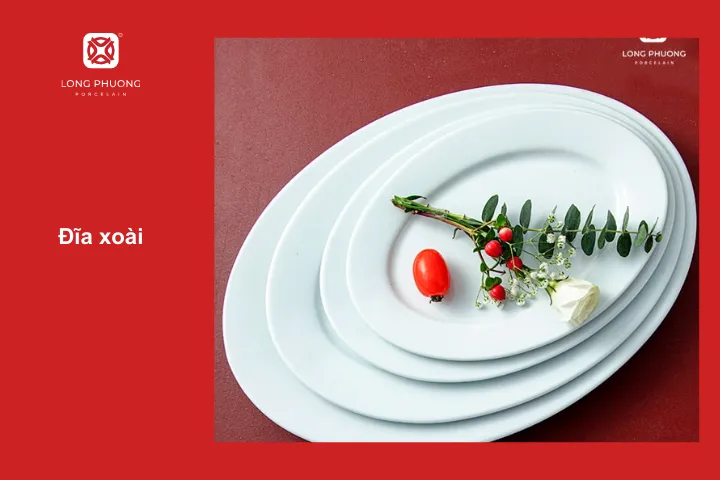 Đĩa xoài dài thích hợp bày món cá nguyên con