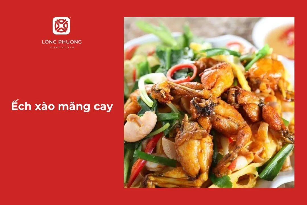 ếch xào măng cay