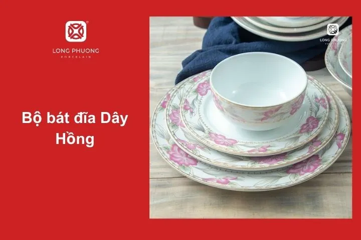 Bộ bát đĩa Dây Hồng sở hữu vẻ đẹp cổ điển, từ hình dáng đến họa tiết trang trí