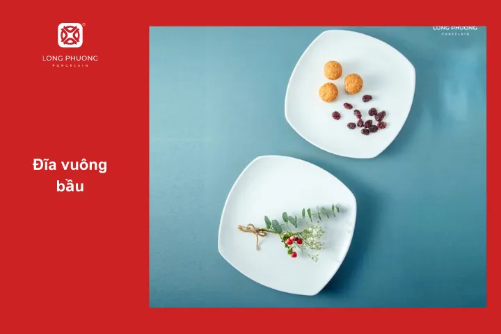 Đĩa vuông bầu mang vẻ đẹp mềm mại nhưng không kém phần sang trọng