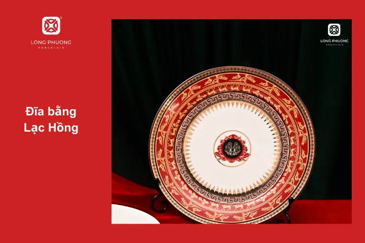Đĩa phẳng Lạc Hồng to với thiết kế phần viền ấn tượng tạo điểm nhấn cho bàn ăn