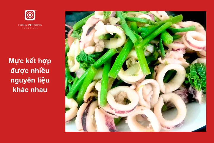 Mực rất dễ kết hợp với các nguyên liệu rau củ để tạo nên những món ăn hấp dẫn