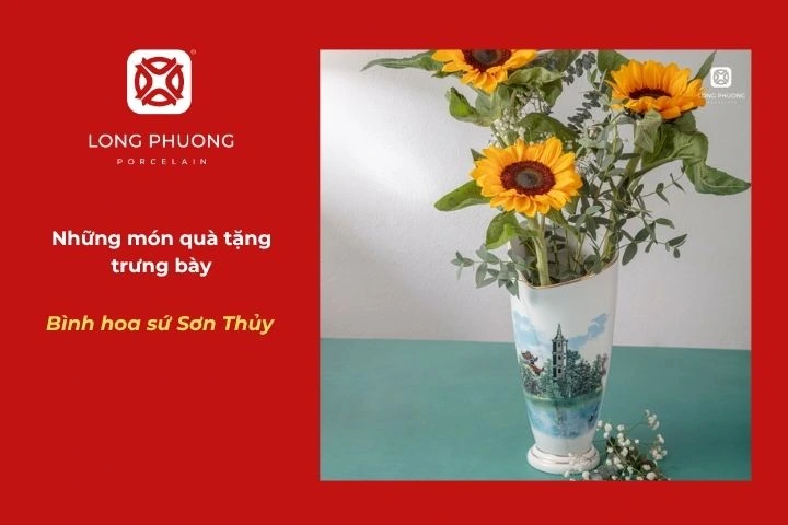 Bình hoa sứ Sơn Thủy