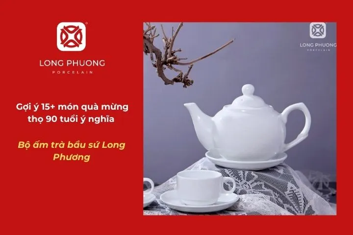 Bộ ấm trà bầu sứ Long Phương 