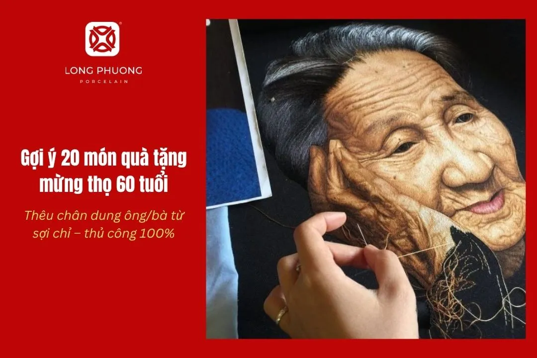 thêu chân dung làm quà tặng dịp mừng thọ