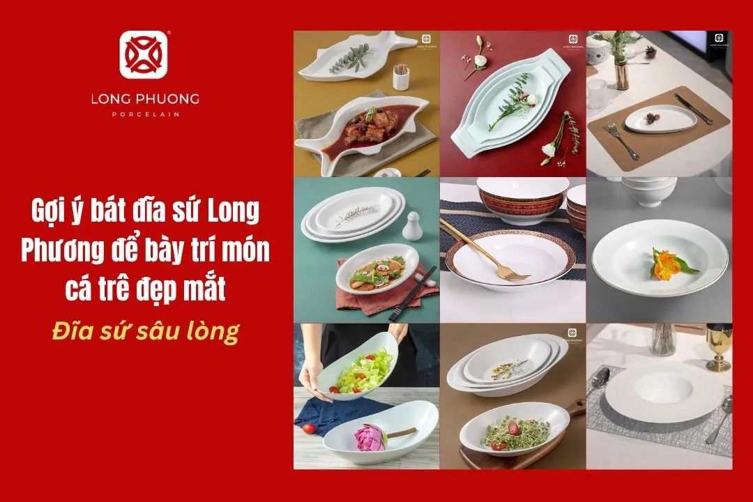 đĩa sứ bày các món cá ngon