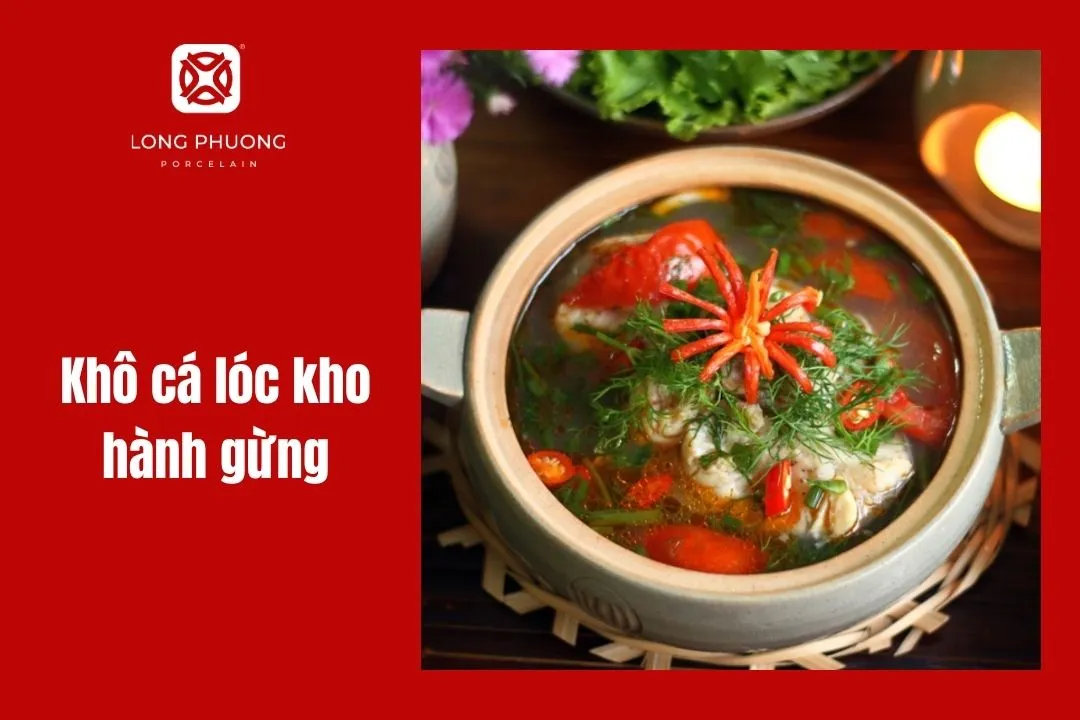 khô cá lóc kho hành gừng