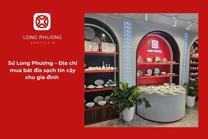 Bát đĩa sứ Long Phương cao cấp, sang trọng, dùng để bày món cá lóc nướng muối tuyết
