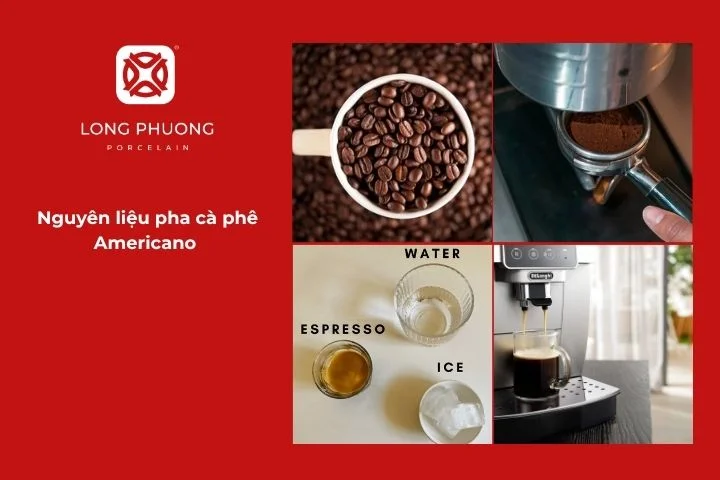 Chuẩn bị nguyên liệu đơn giản để pha cà phê Americano