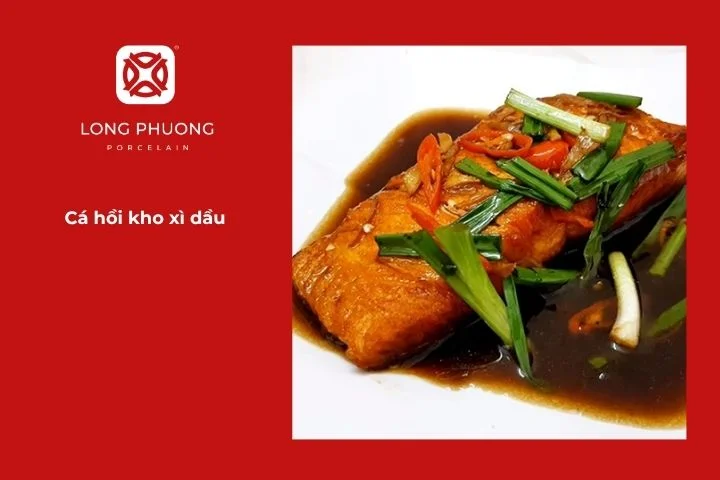 Cá hồi kho xì dầu kiểu Nhật, nước kho óng ánh, dậy mùi thơm