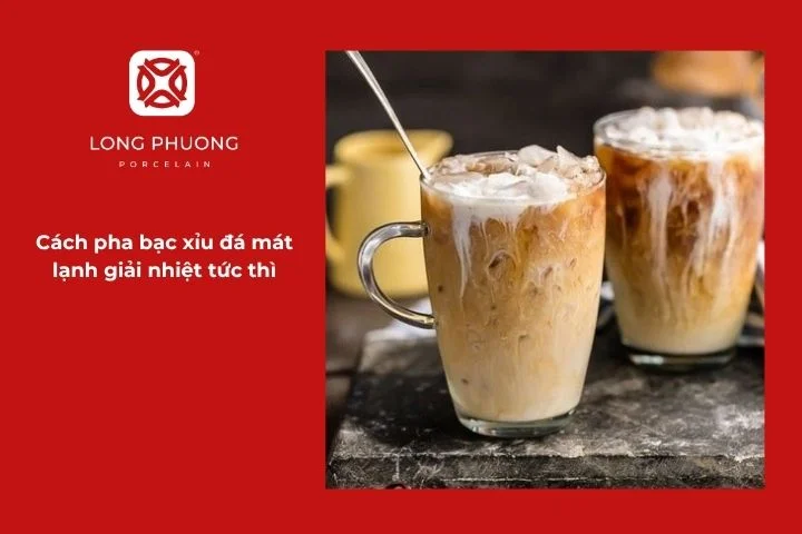 Ly bạc xỉu đá mát lạnh với lớp cà phê và sữa hòa quyện