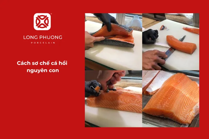 Việc sơ chế cá hồi nguyên con phù hợp với nhà hàng hoặc bữa tiệc đông người