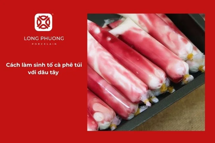 sinh tố cà phê túi vị dâu tây ngọt dịu và mát lạnh