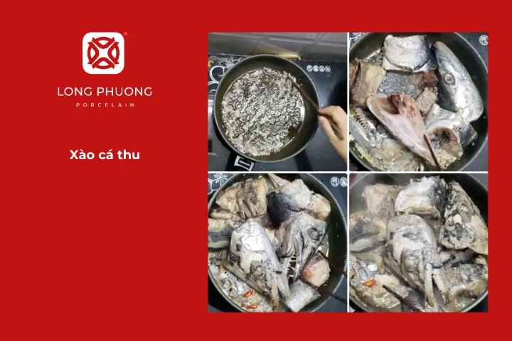 Xào cá thu cho món canh chua cá thu với rau muống